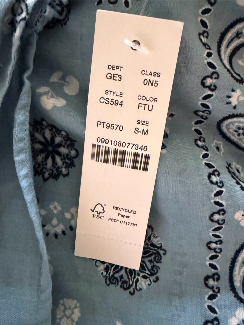 J. Crew Cotton voile bandana top in paisley print - S / M - Picture 7 of 8